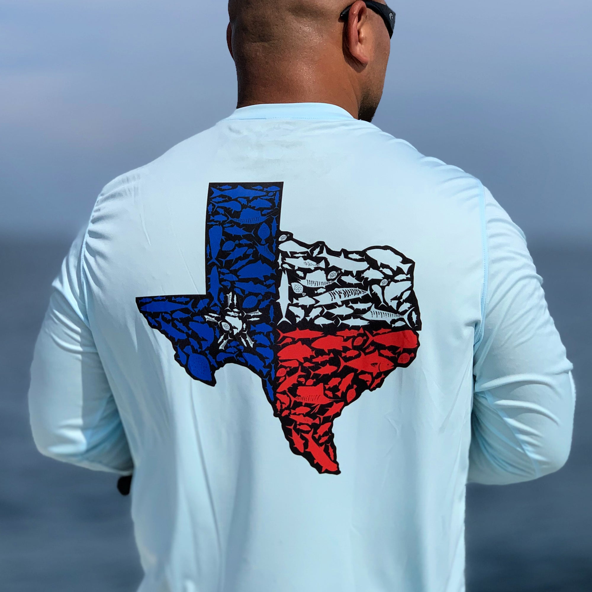 Texas Flag Fishing Saltwater Long Sleeve Customized Name Fishing Shirts UV Protection NQS2567, Kid Long Sleeves UPF / XL